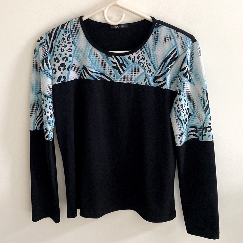 COIN Leopard Zebra Mixed Print Long Sleeve Top